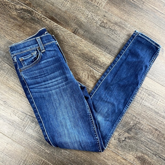 7 For All Mankind Skinny Blue Jeans Pants Denim ((size 25)) - Picture 4 of 7